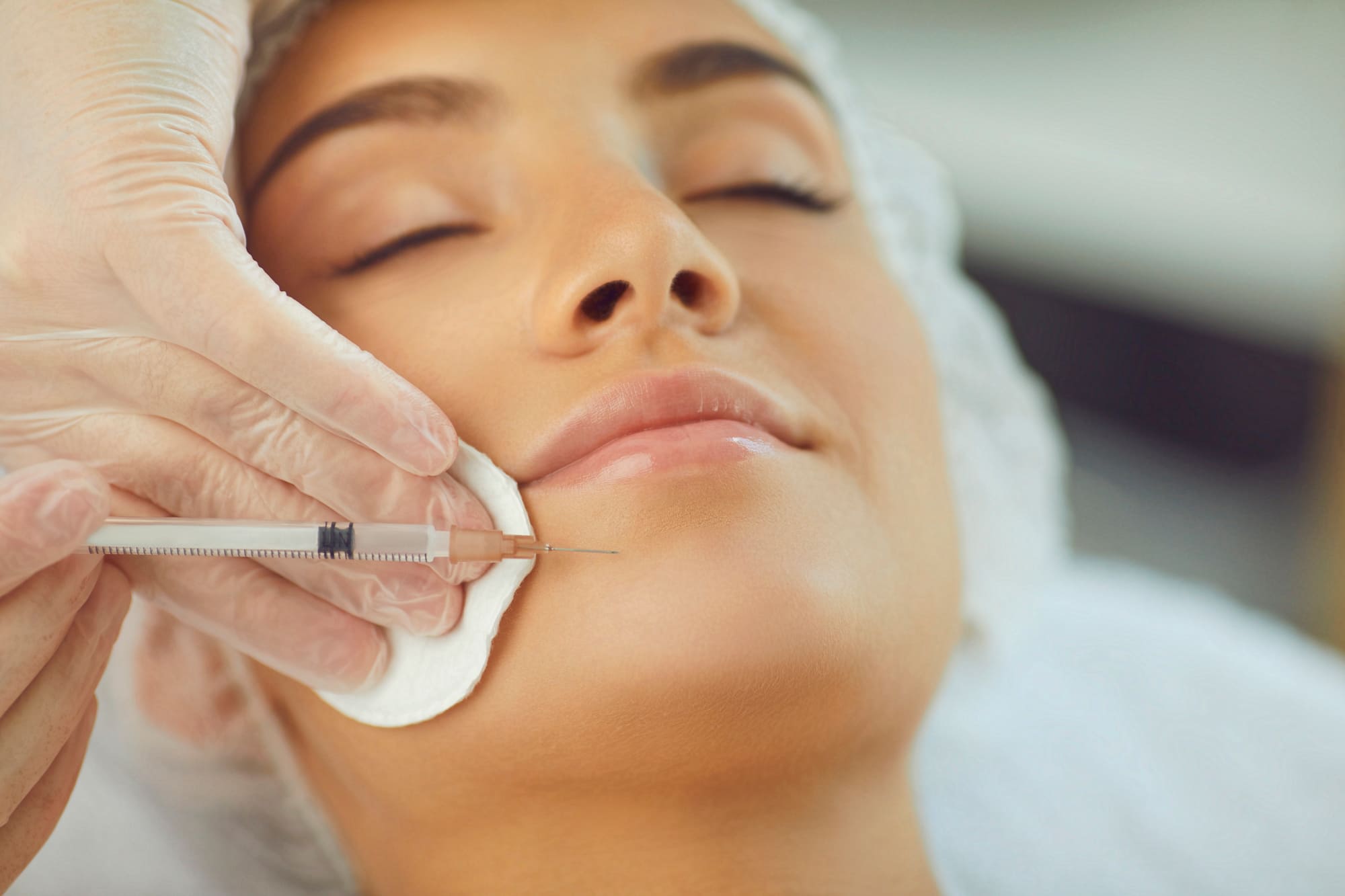 woman preparing for a jaw treatment