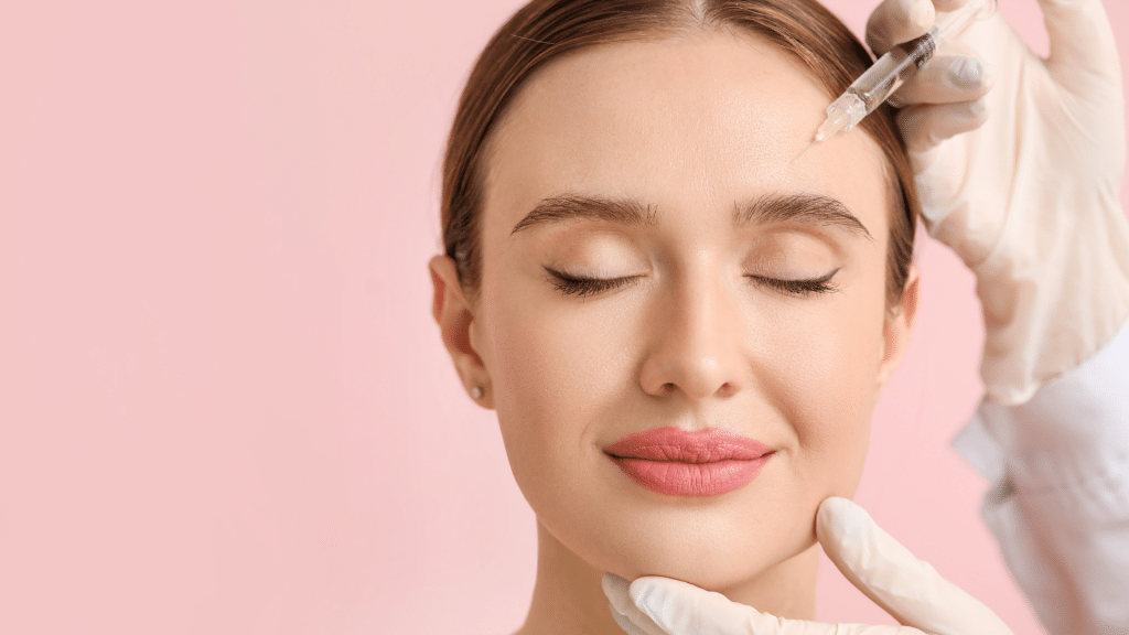 Woman getting facial injections.